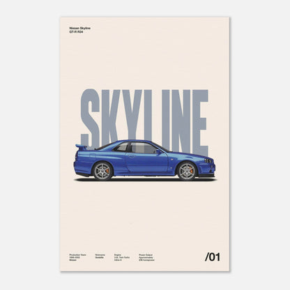 Nissan Skyline GT-R R34 No Frame 16x24