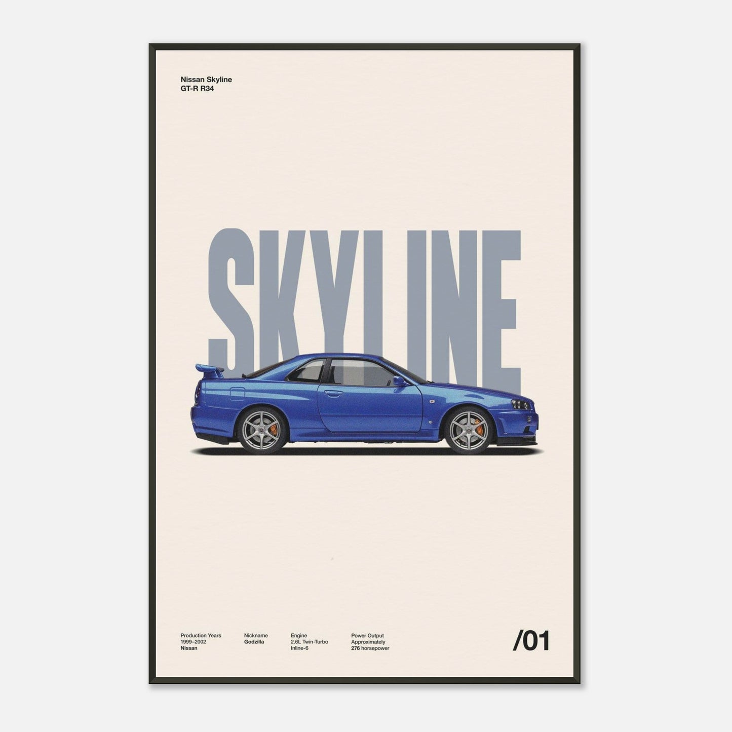 Nissan Skyline GT-R R34 Metal 24x36