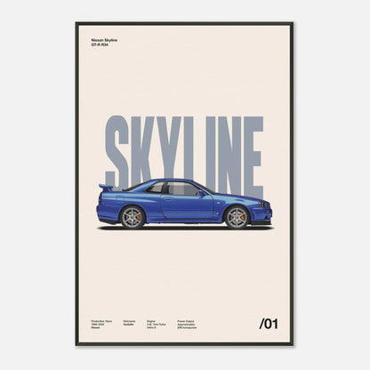 Nissan Skyline GT-R R34 Metal 24x36