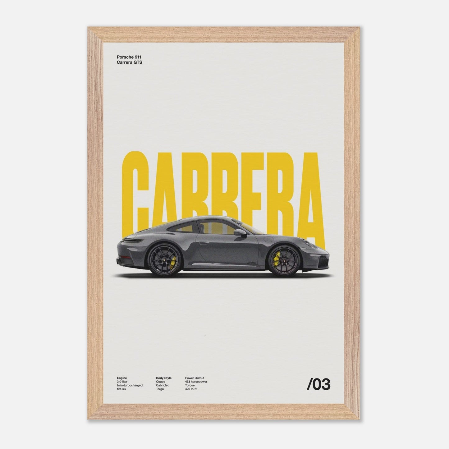Porsche 911 Carrera GTS Natural Wood 12x18