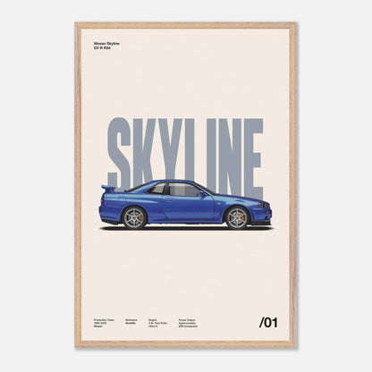 Nissan Skyline GT-R R34 Natural Wood 24x36