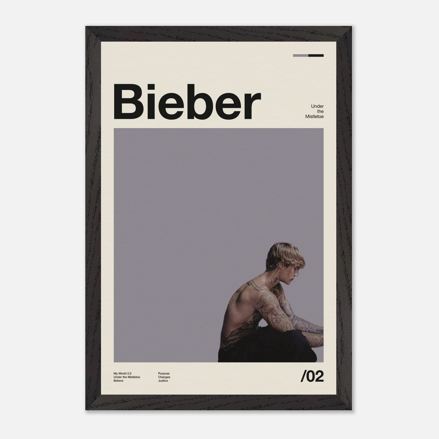 Justin Bieber Black Wood 12x18