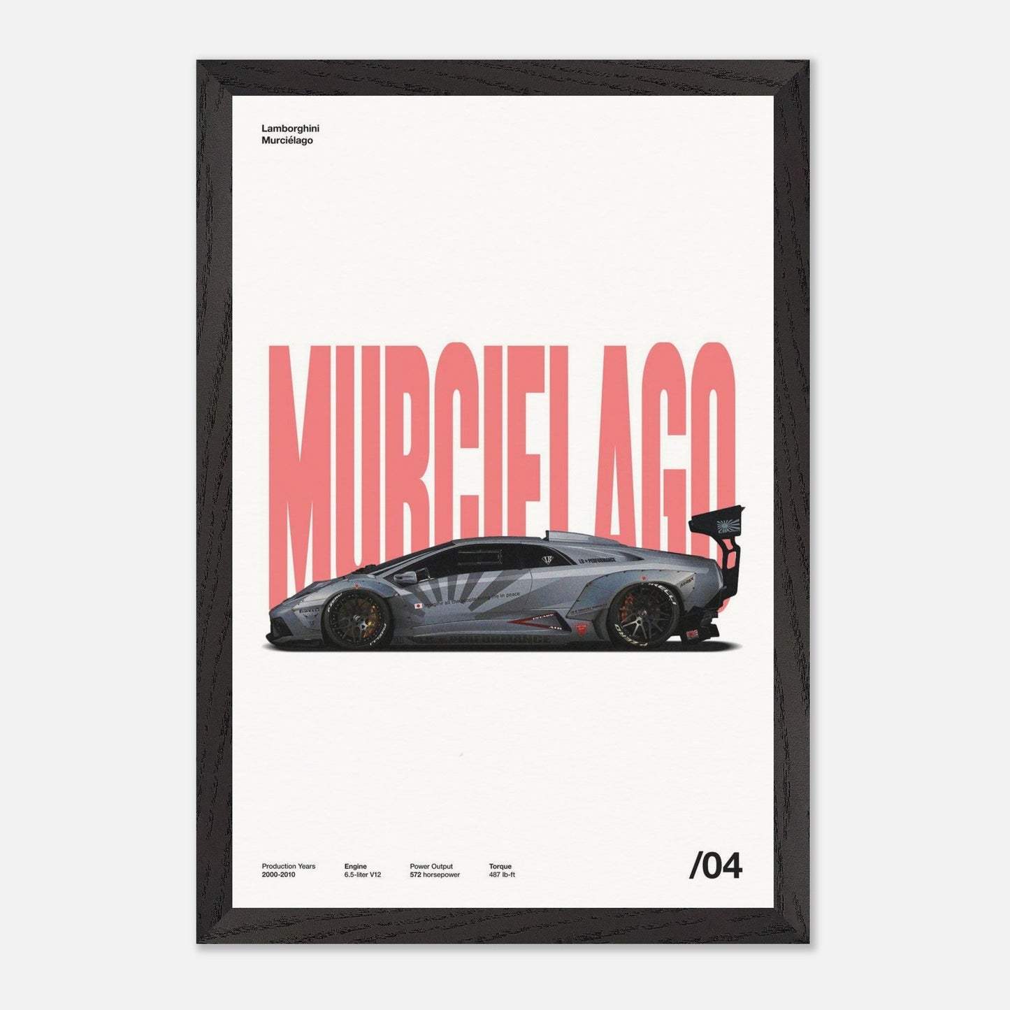 Lamborghini Murciélago Black Wood 12x18