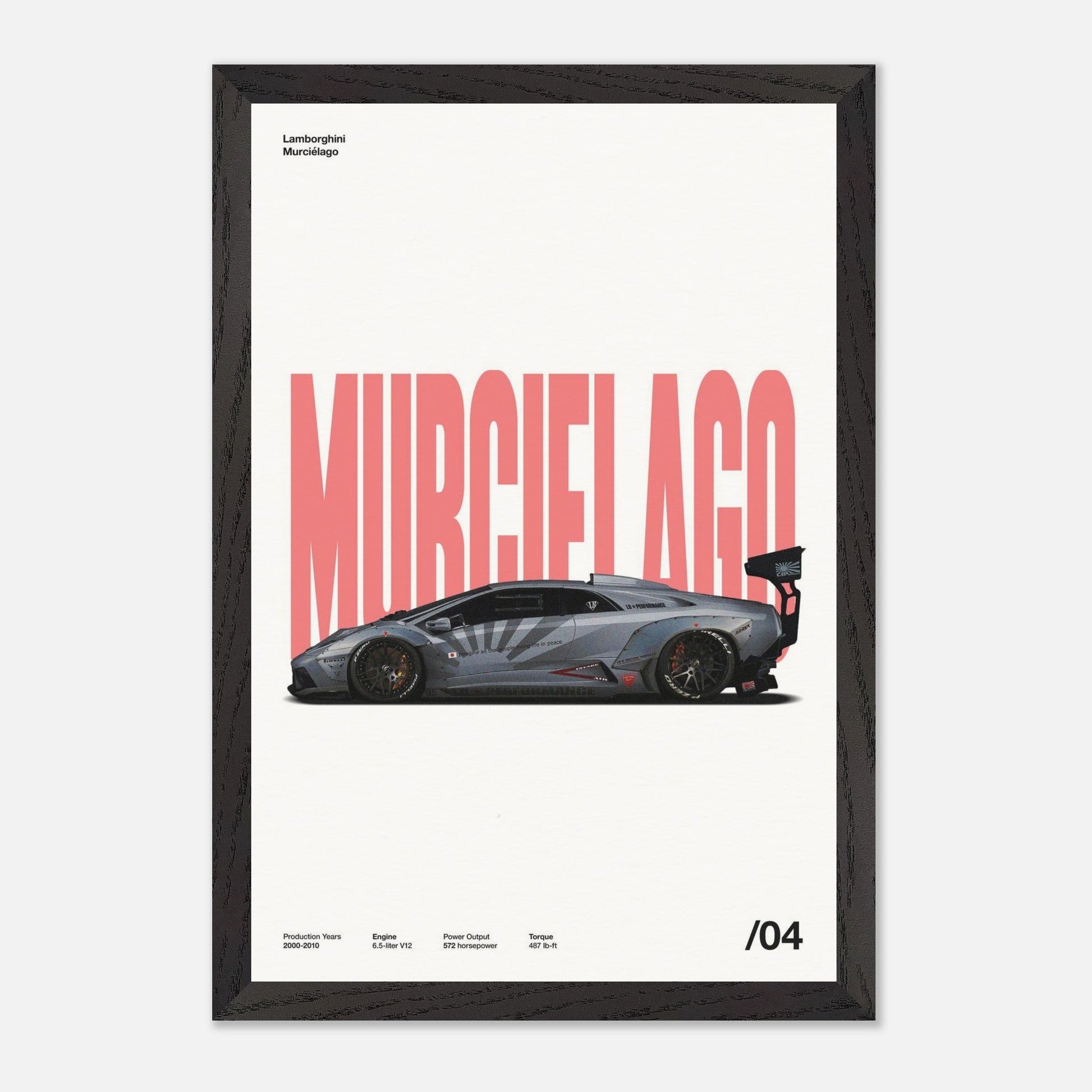 Lamborghini Murciélago Black Wood 12x18