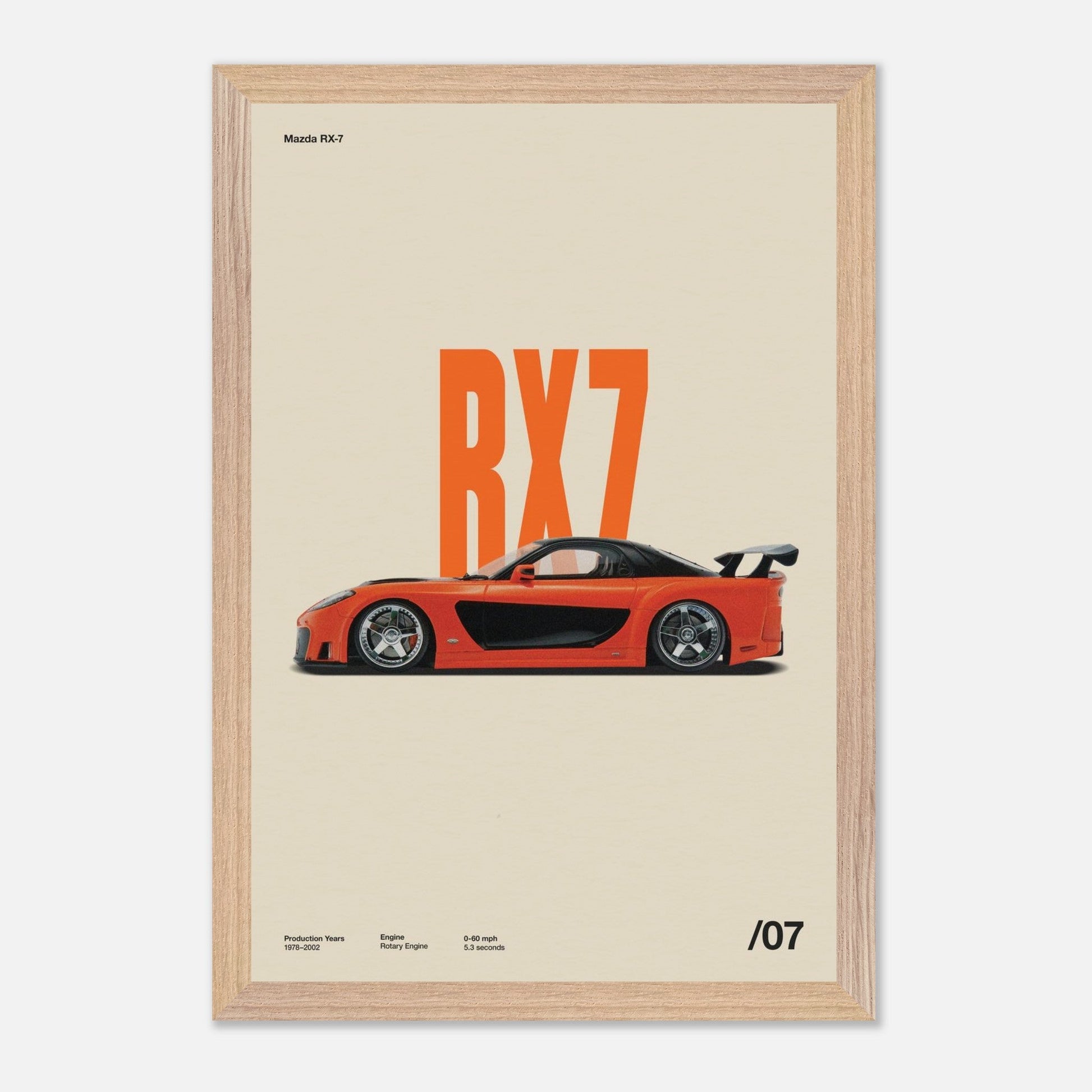 Mazda RX-7 Natural Wood 12x18