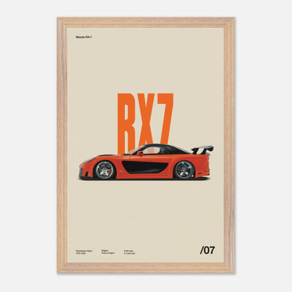 Mazda RX-7 Natural Wood 12x18