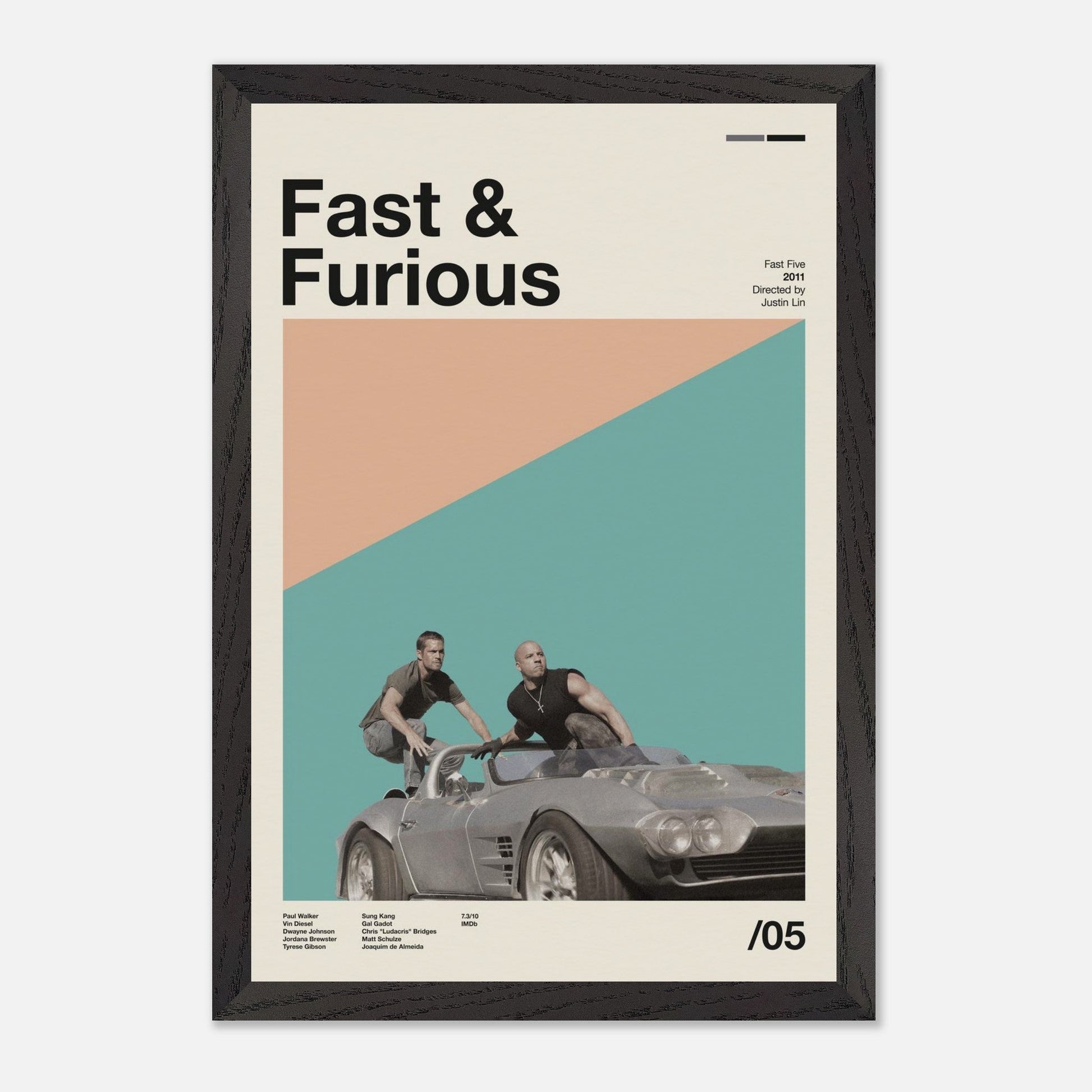 Fast Five Black Wood 12x18
