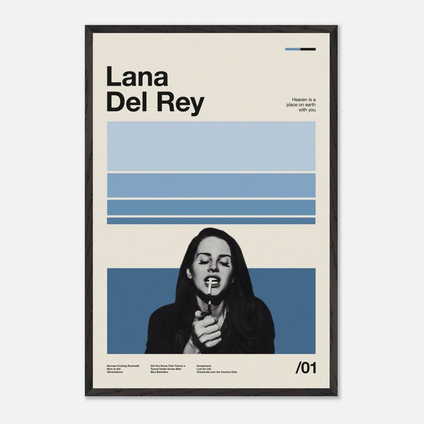 Lana Del Rey Black Wood 24x36