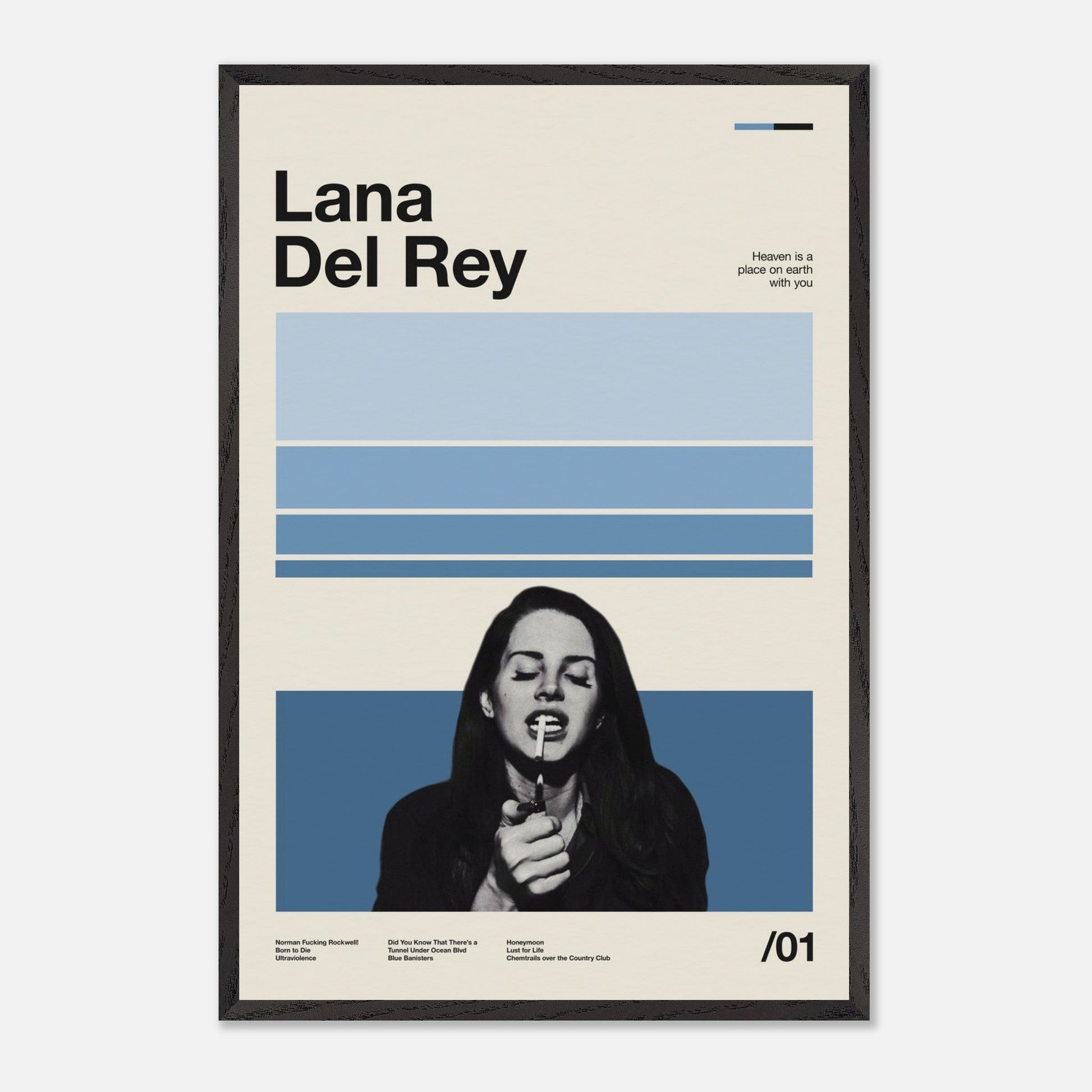 Lana Del Rey Black Wood 24x36