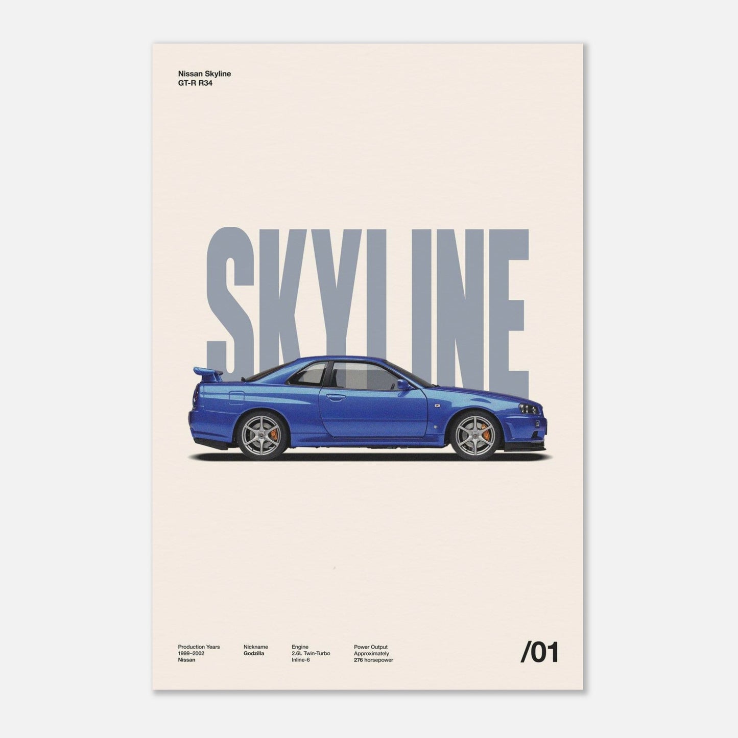 Nissan Skyline GT-R R34 No Frame 24x36