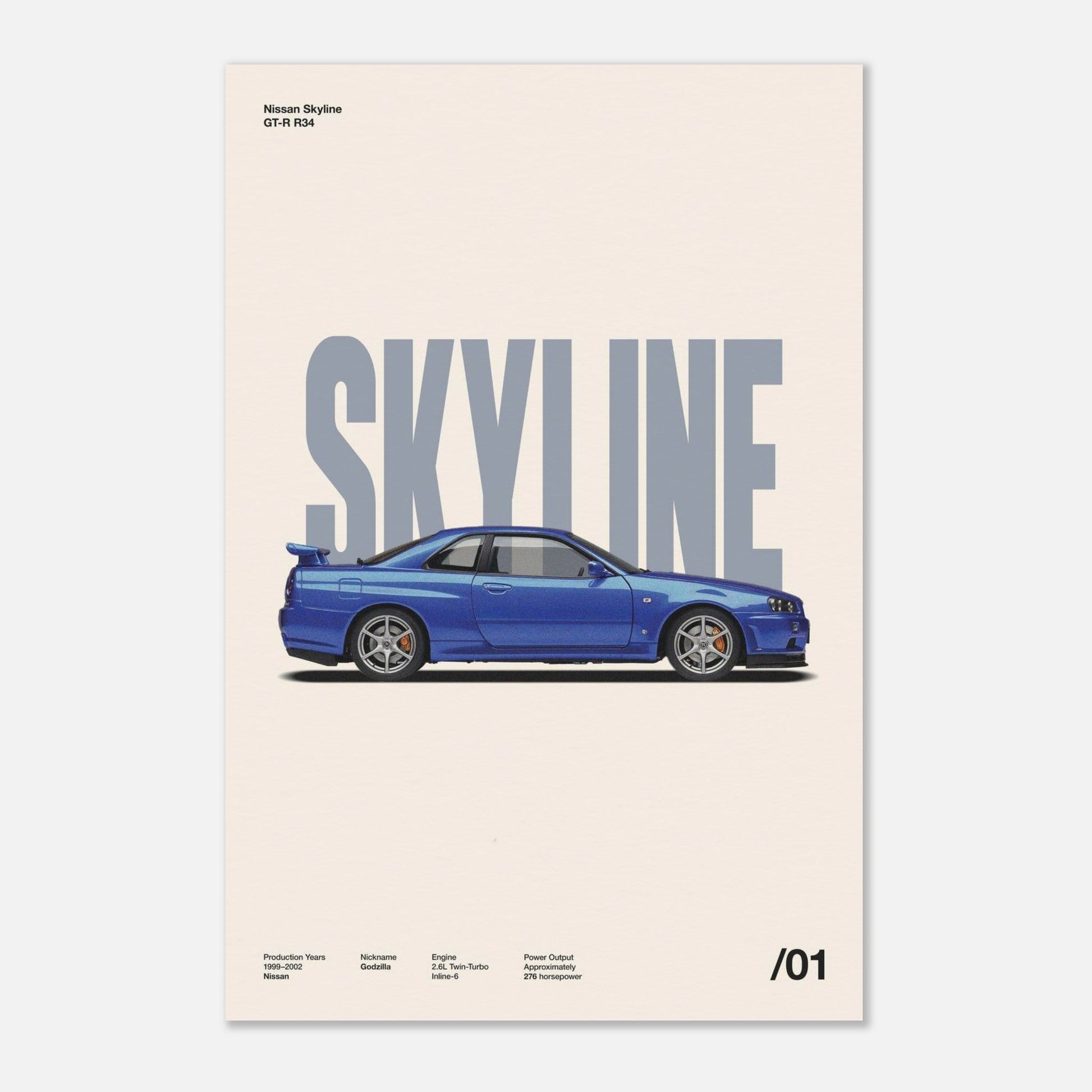 Nissan Skyline GT-R R34 No Frame 24x36