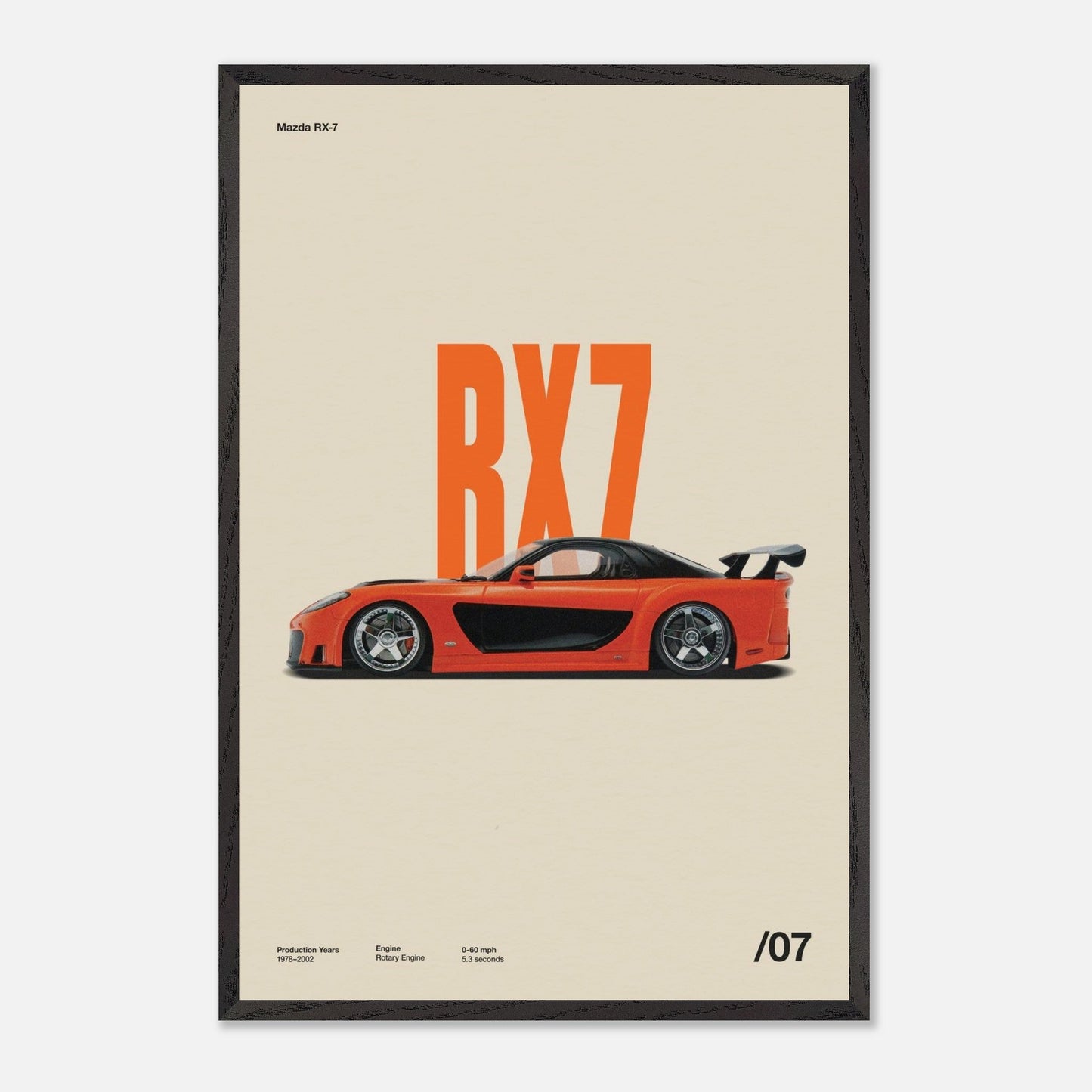 Mazda RX-7 Black Wood 24x36
