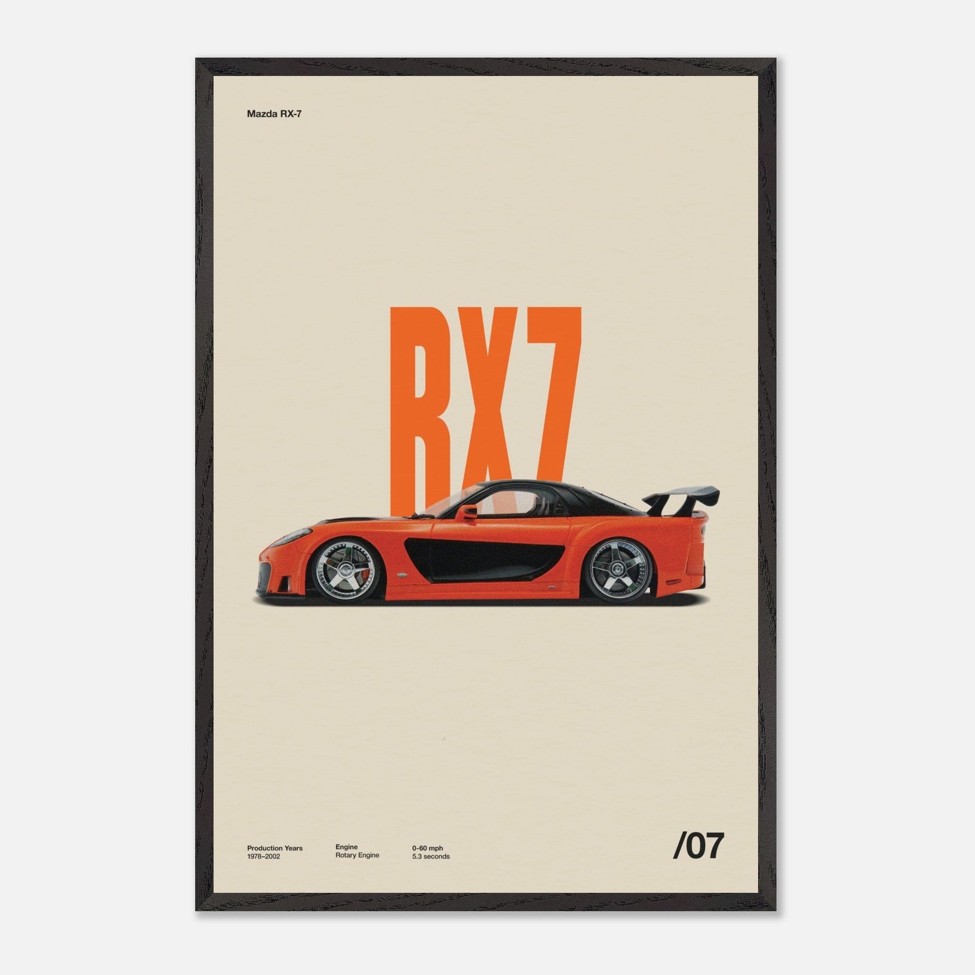 Mazda RX-7 Black Wood 24x36