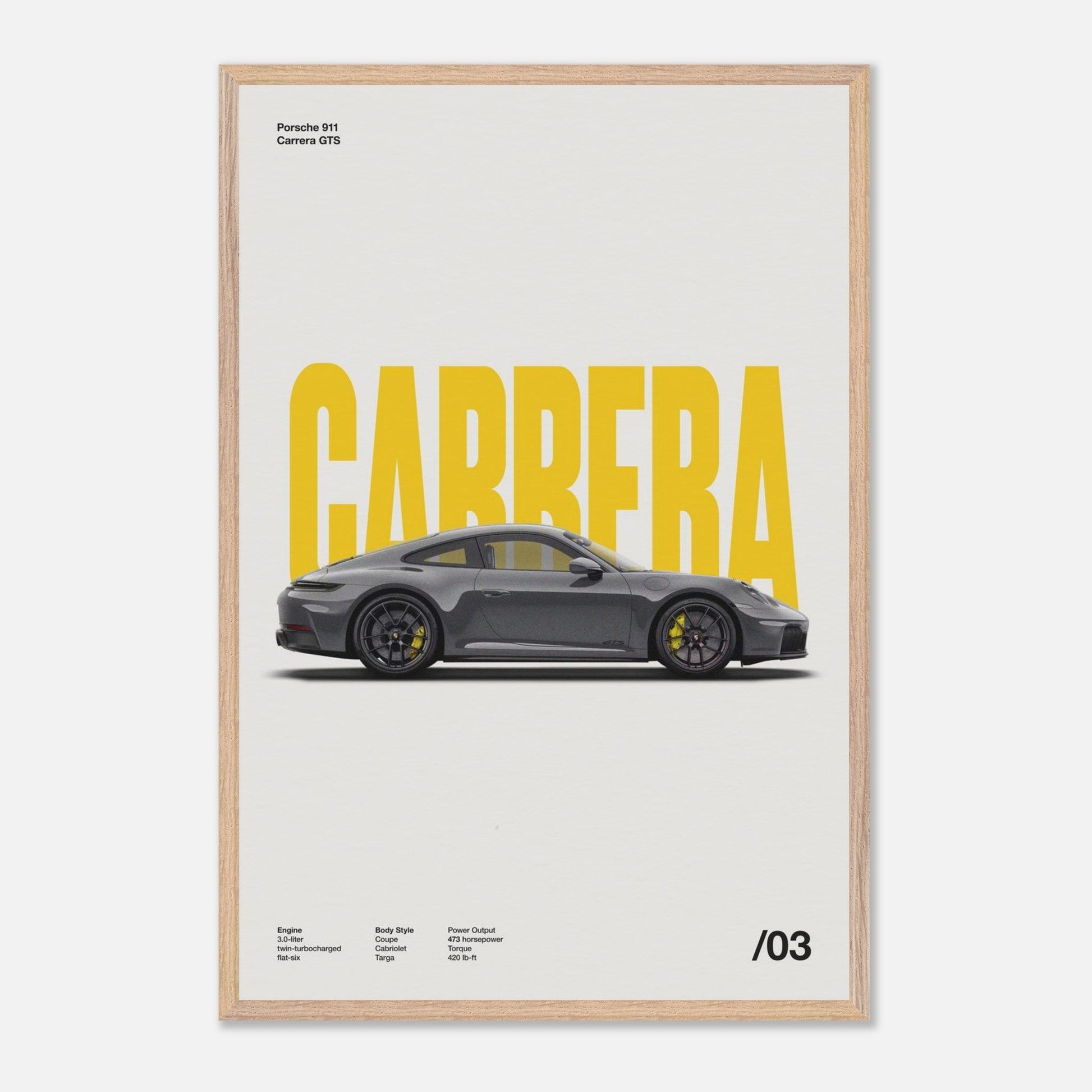 Porsche 911 Carrera GTS Natural Wood 24x36
