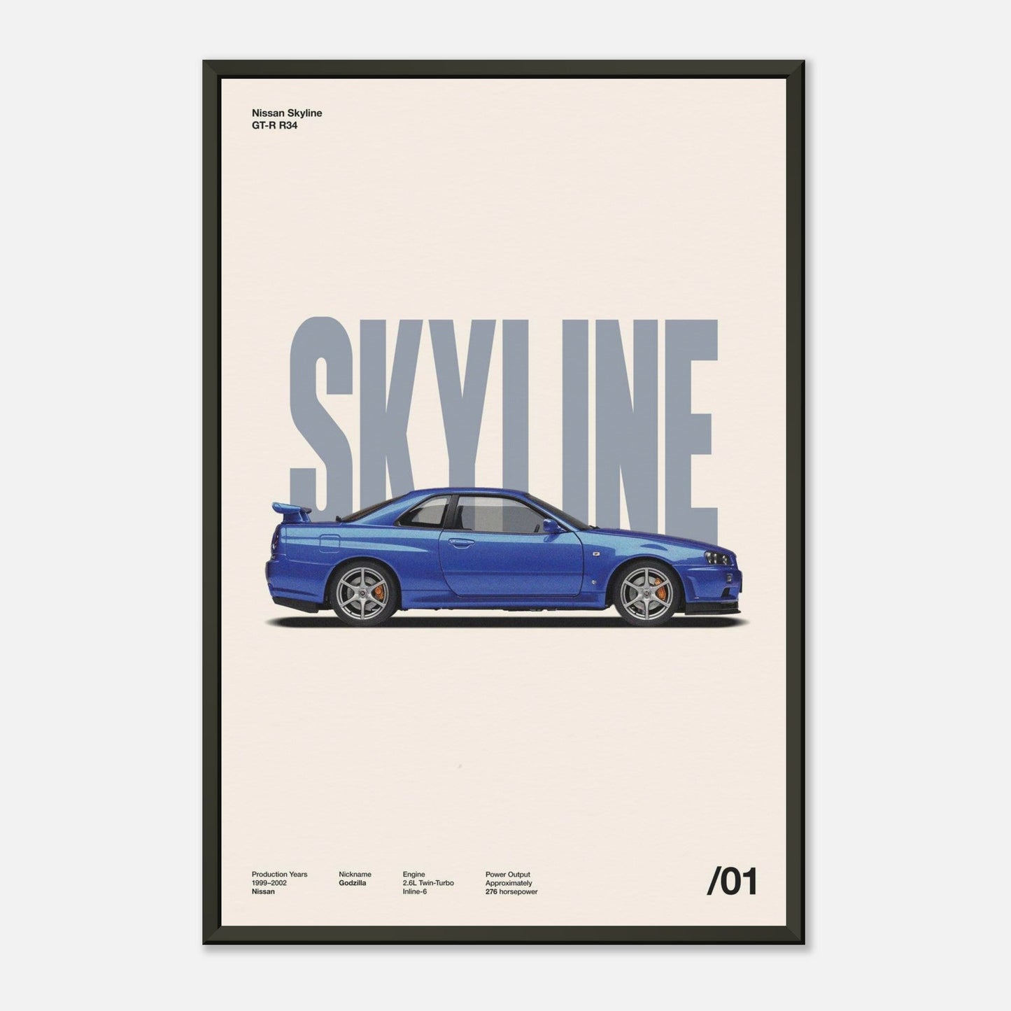 Nissan Skyline GT-R R34 Metal 12x18