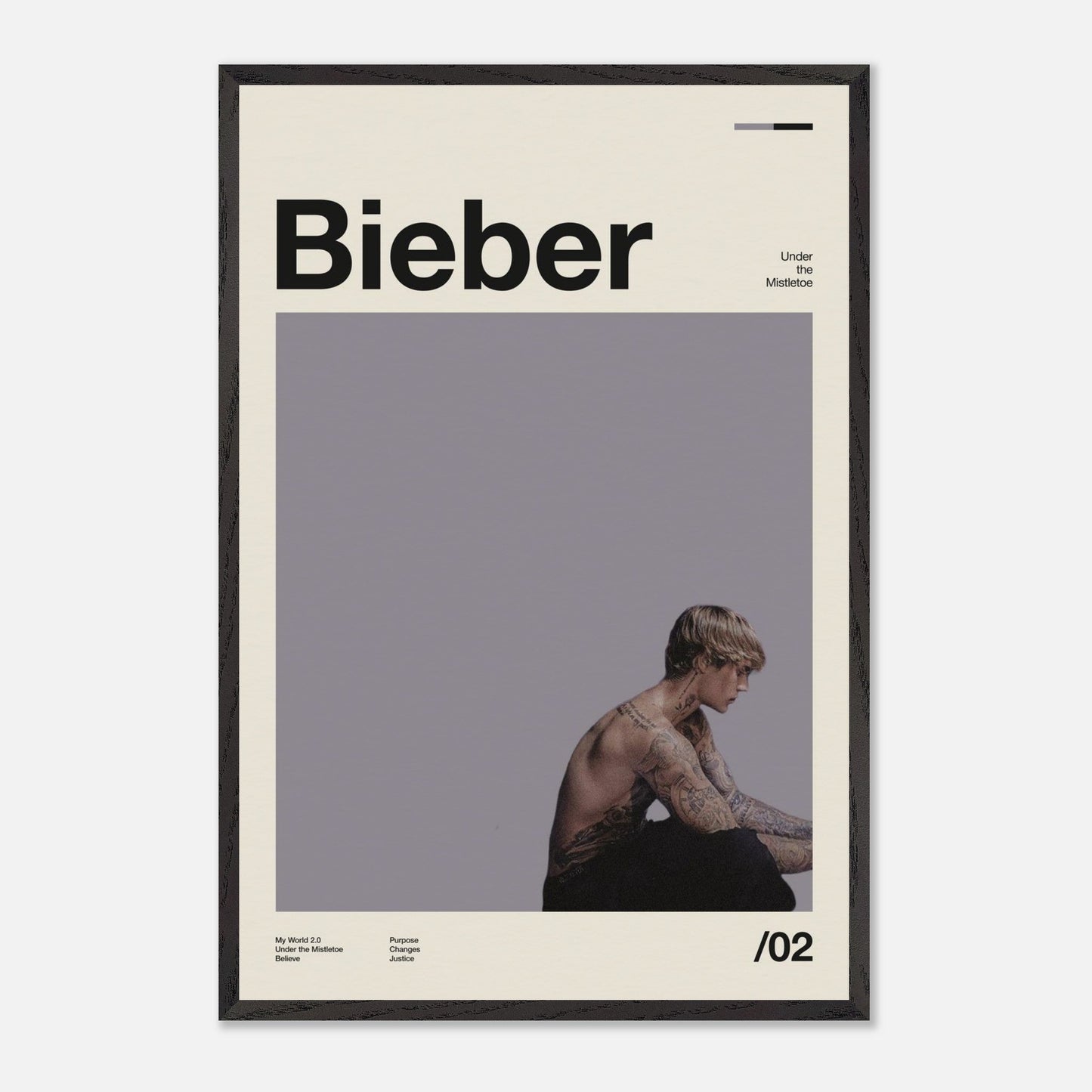 Justin Bieber Black Wood 24x36