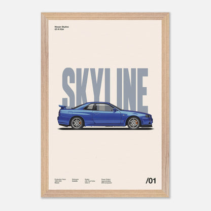 Nissan Skyline GT-R R34 Natural Wood 12x18