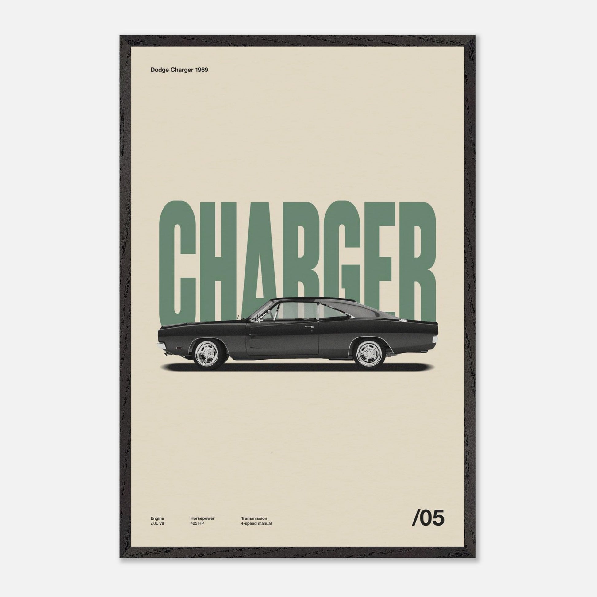 Dodge Charger 1969 Black Wood 24x36