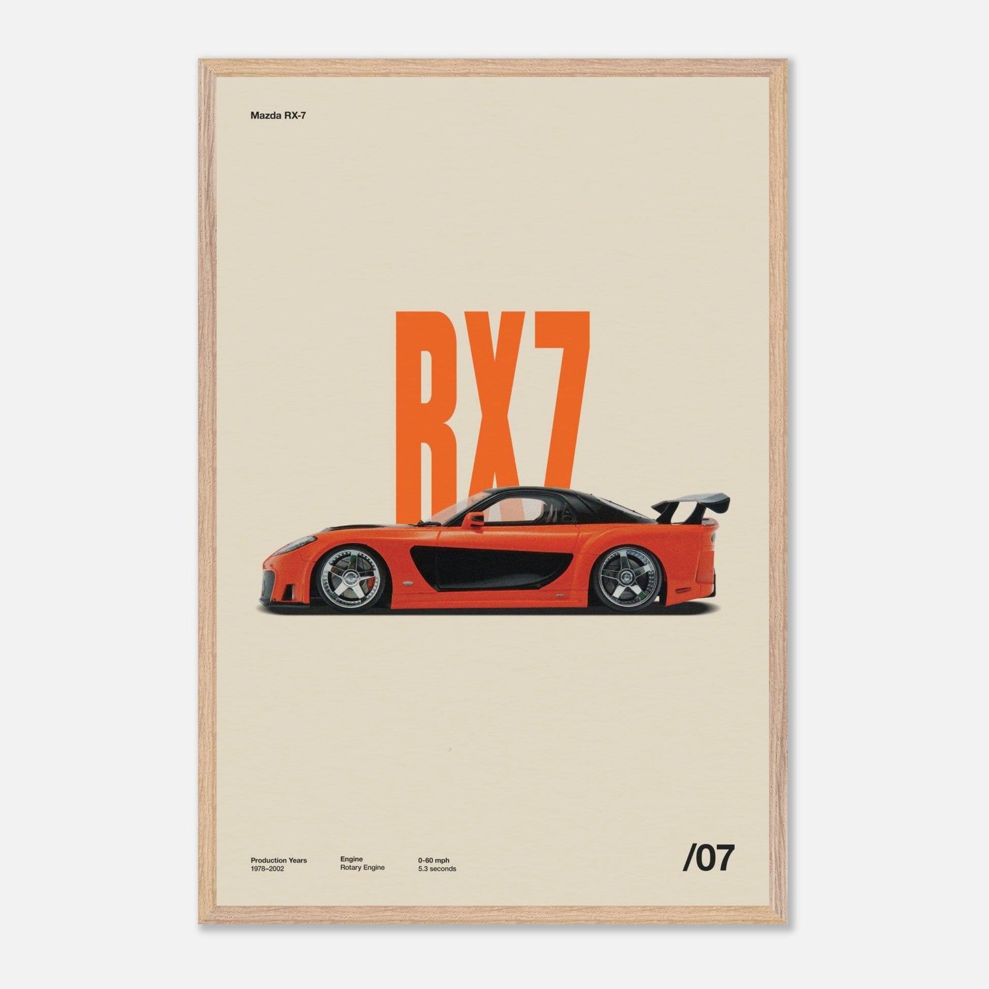 Mazda RX-7 Natural Wood 24x36
