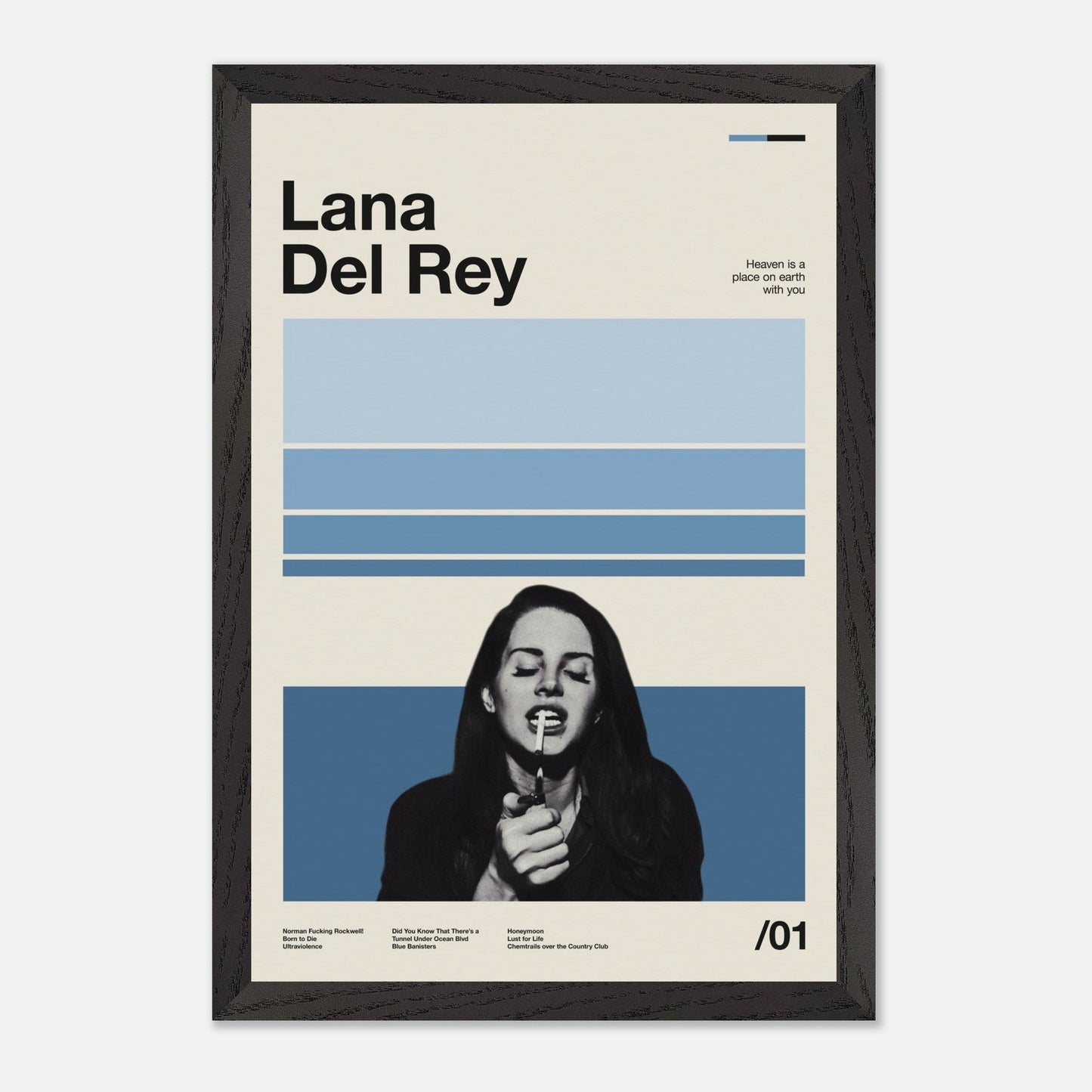 Lana Del Rey Black Wood 12x18