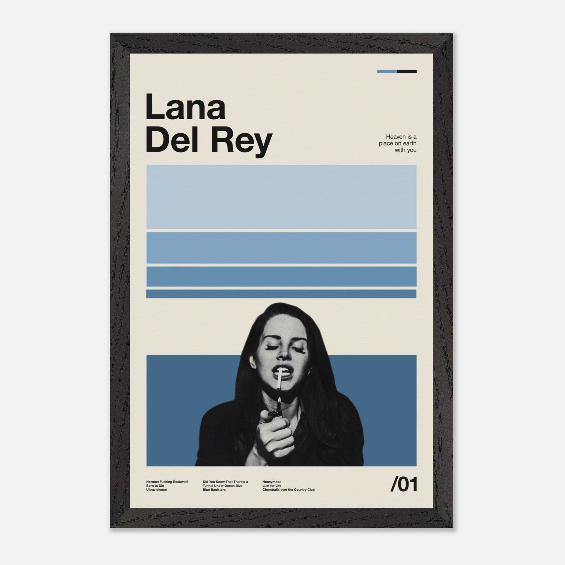 Lana Del Rey Black Wood 12x18