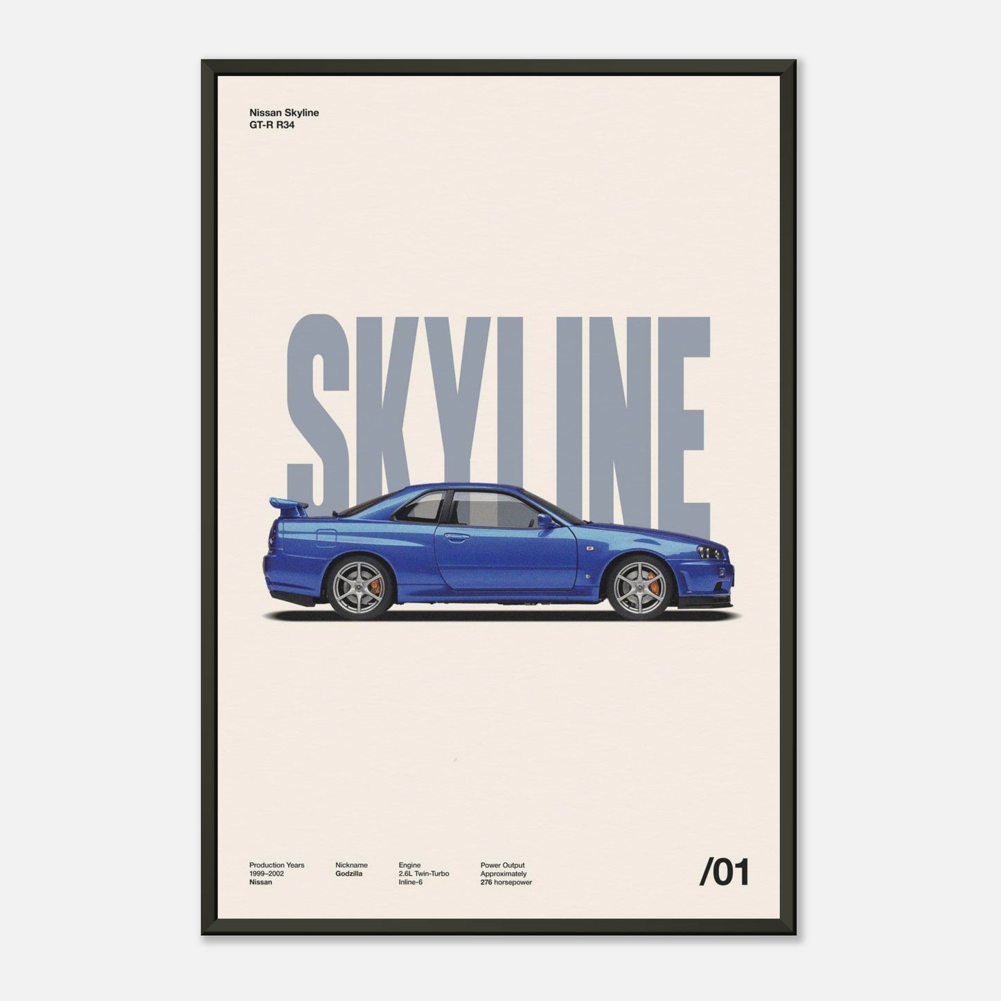 Nissan Skyline GT-R R34 Metal 16x24