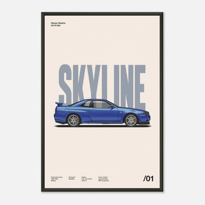 Nissan Skyline GT-R R34 Metal 16x24