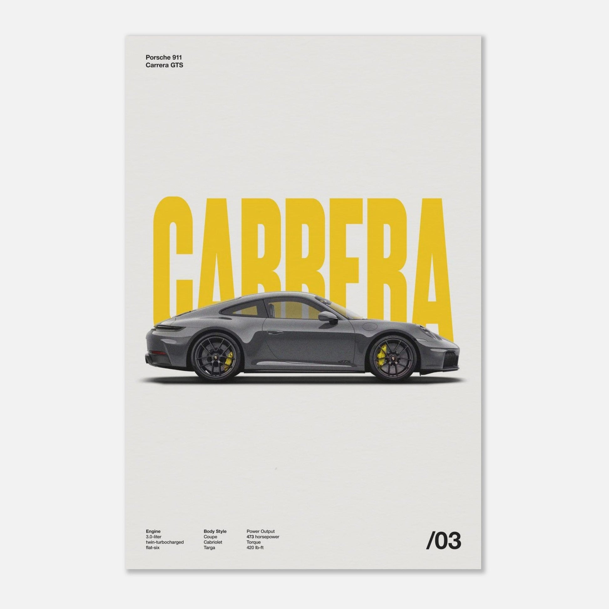 Porsche 911 Carrera GTS No Frame 12x18