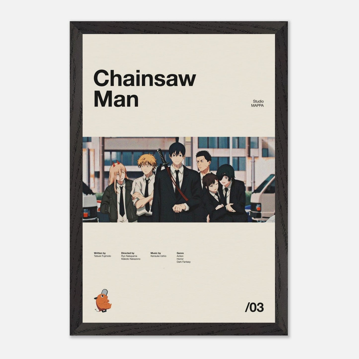 Chainsaw Man Black Wood 12x18