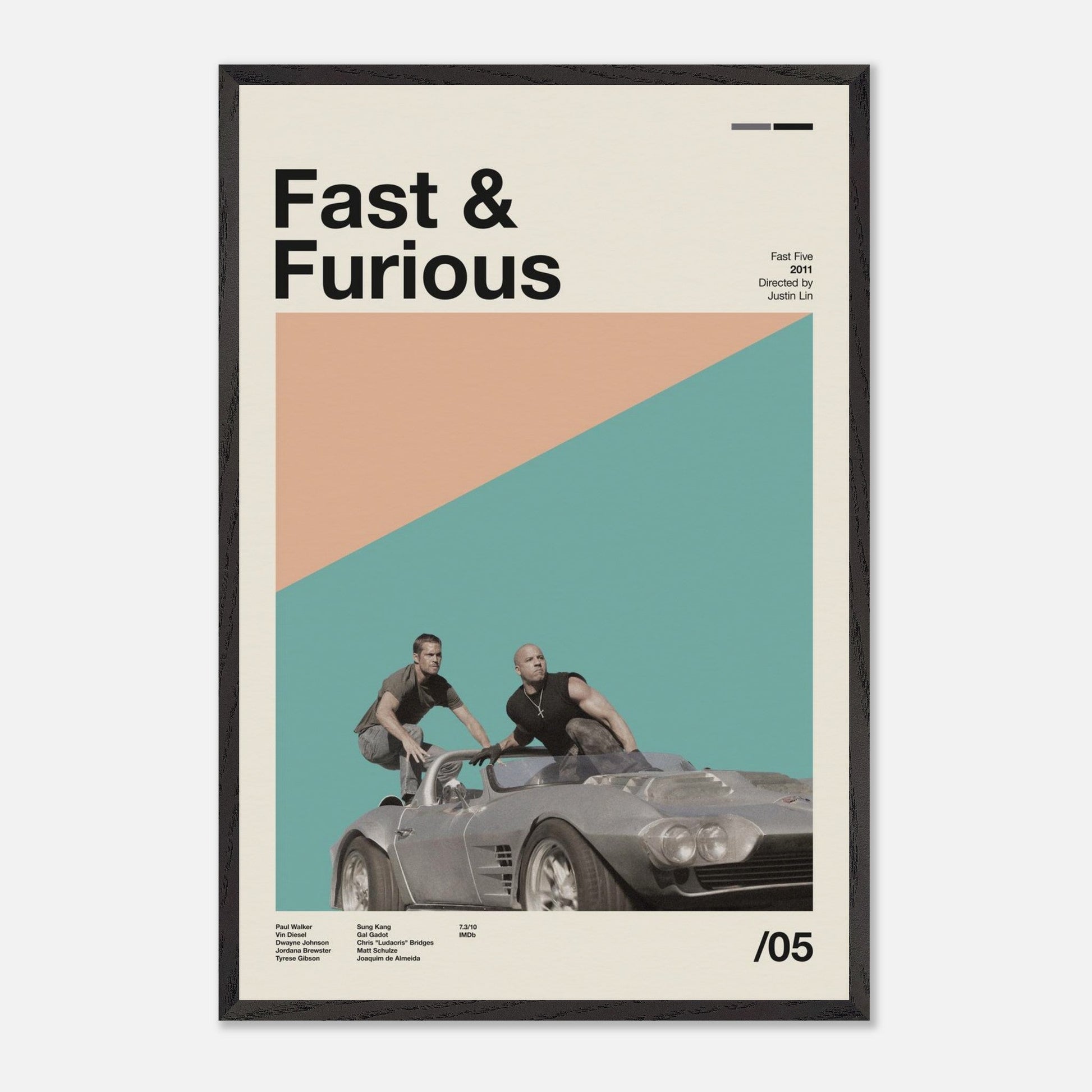 Fast Five Black Wood 24x36