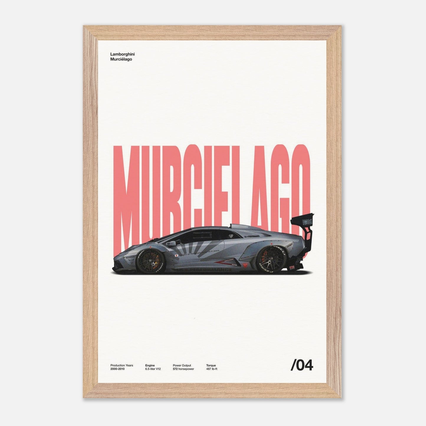 Lamborghini Murciélago Natural Wood 12x18