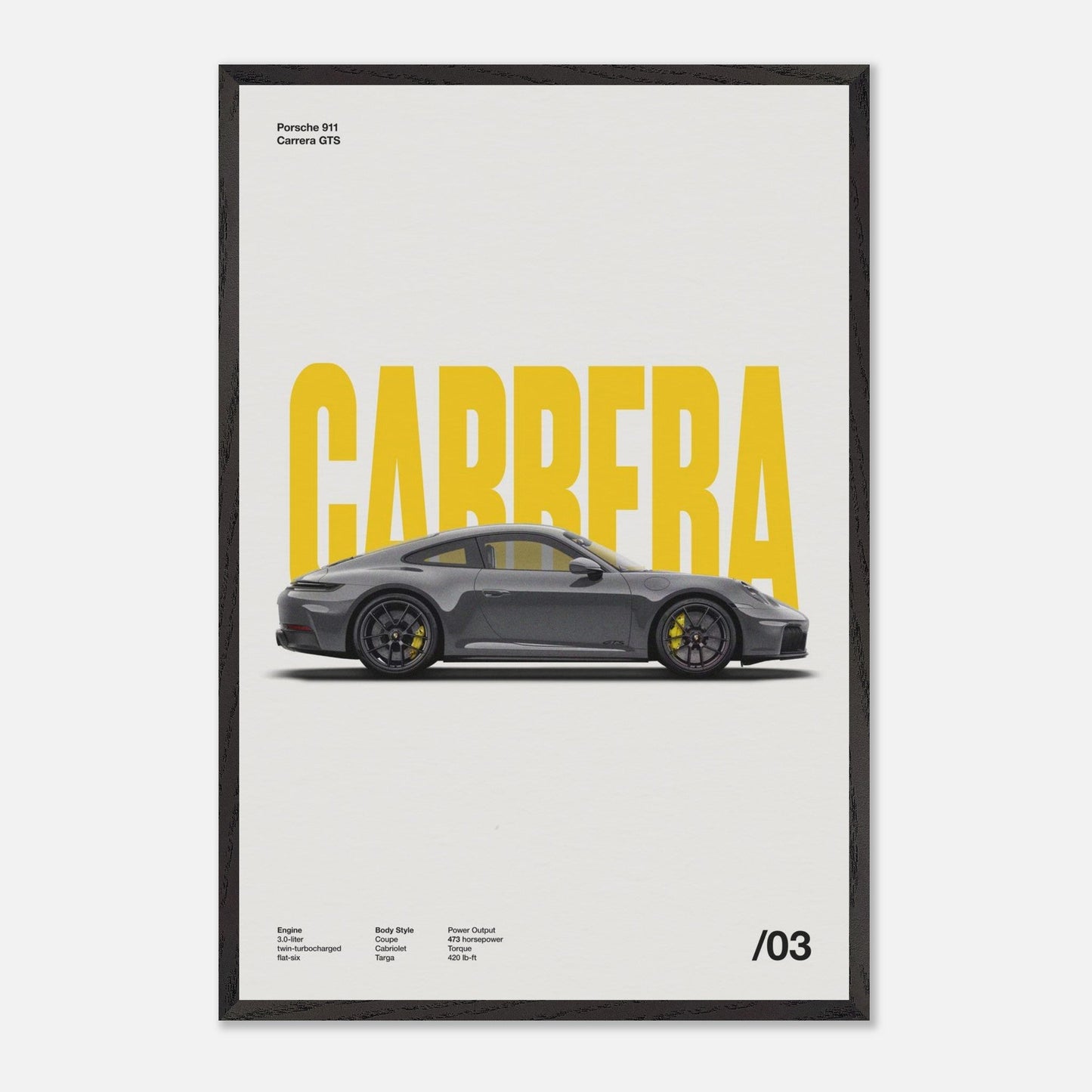 Porsche 911 Carrera GTS Black Wood 24x36