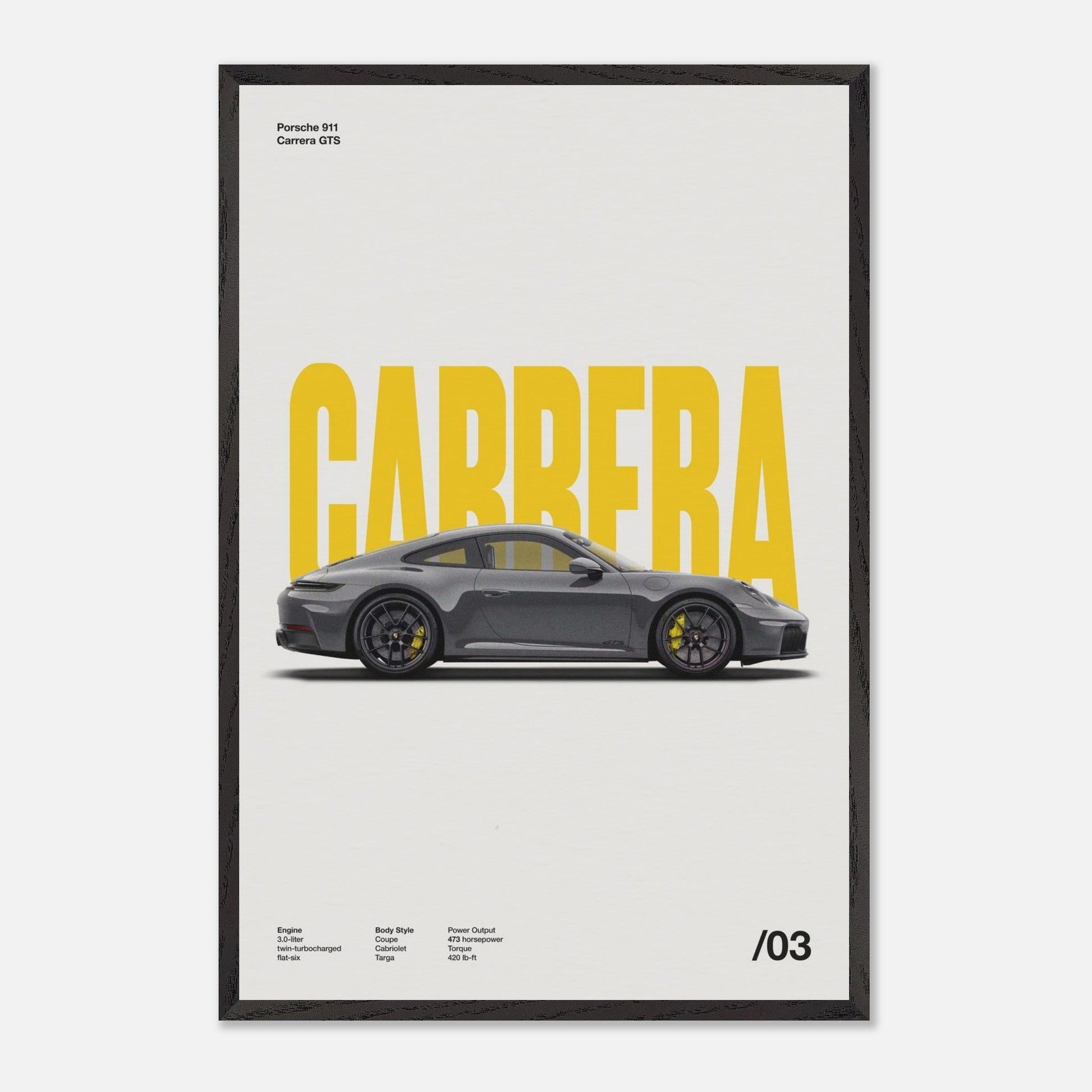 Porsche 911 Carrera GTS Black Wood 24x36