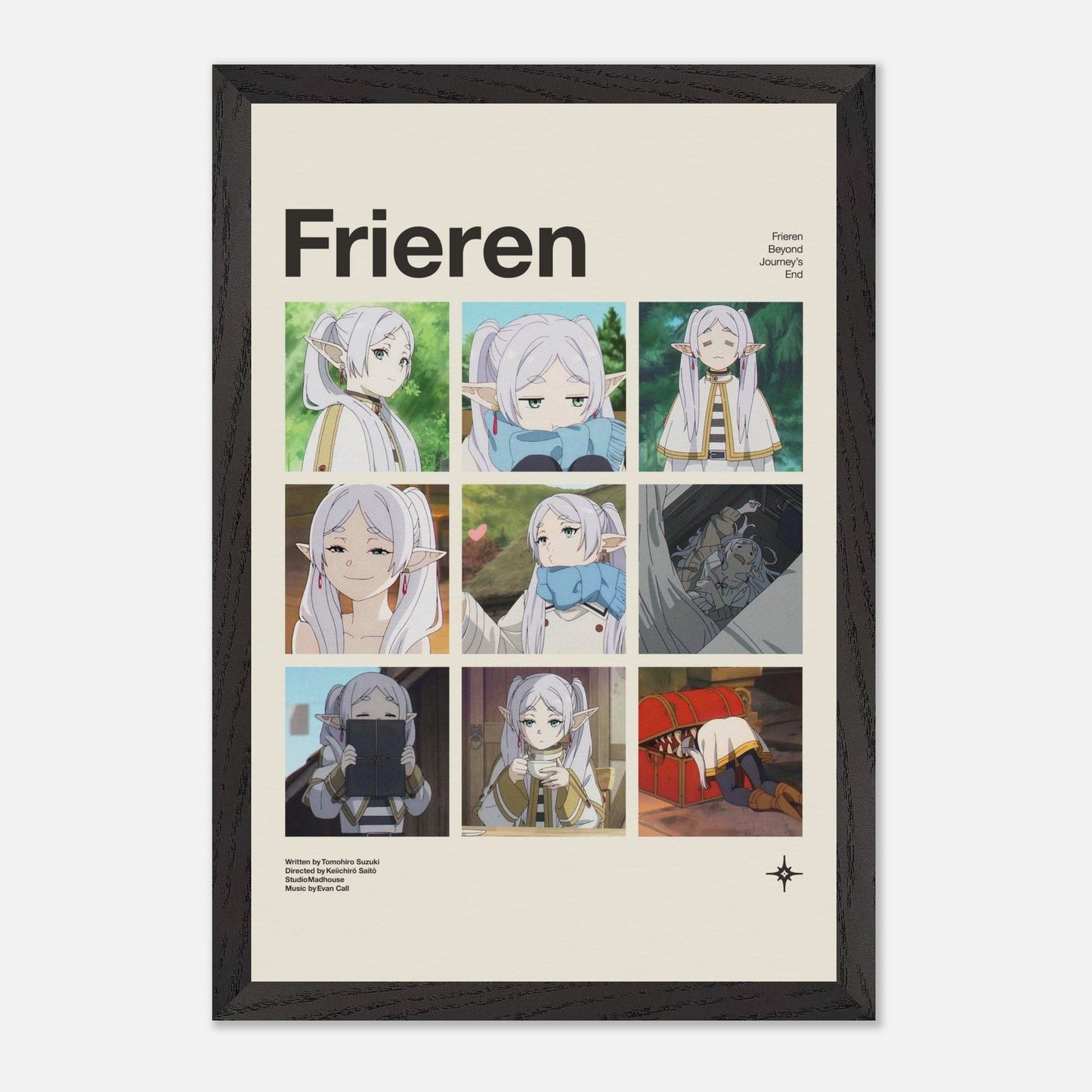 Frieren Black Wood 12x18