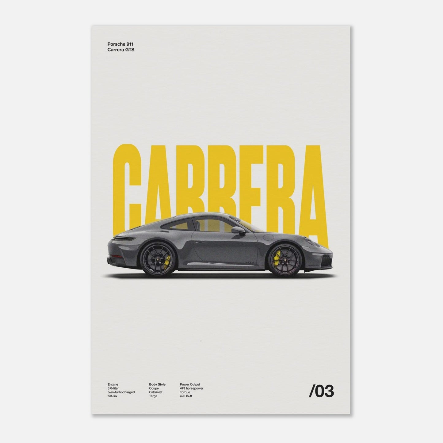 Porsche 911 Carrera GTS No Frame 24x36