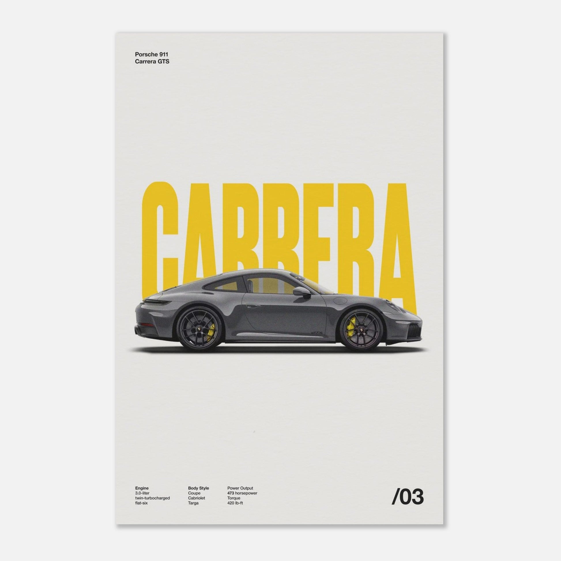 Porsche 911 Carrera GTS No Frame 16x24