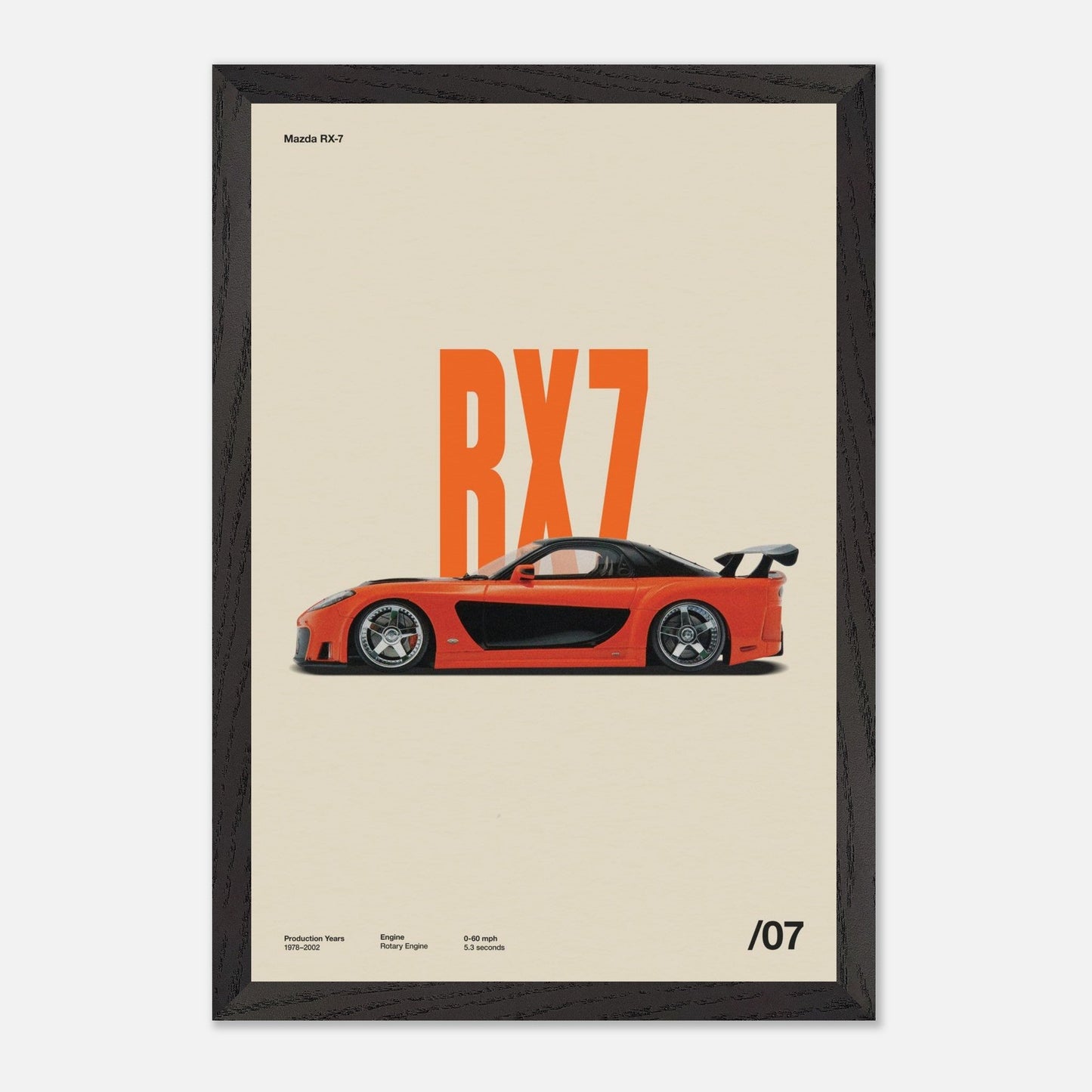 Mazda RX-7 Black Wood 12x18