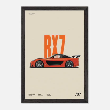 Mazda RX-7 Black Wood 12x18
