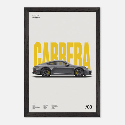 Porsche 911 Carrera GTS Black Wood 12x18